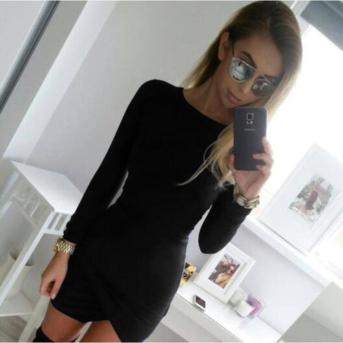 Women's Irregular Casual Long Dresses Bodycon dress Solid Sexy Irregular Mini Bandage Bodycon Women's Dresses GV471