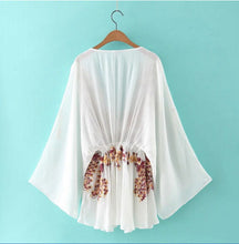 BOHO Pineapple Flower Embroidery Dress Women Beach Deep V neck Long sleeve Dresses Casual Dress White Black S M L
