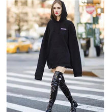 Back Letter Print Hoodie Women Loose Hat Collar Strappy Hoodies Black Hooded Jumper Sweats Long Sleeve Sweatshirt