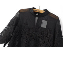 Back Open Sexy Blouses For Women Black White Embroidery Lace Blouse Tops Half Sleeve Patchwork Chiffon Blouses And Shirts