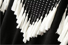 Black White Tassel Knitted Jumper Pullovers Women Wave Fringed kleding mujer pull femme Sweaters Knitwear