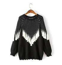 Black White Tassel Knitted Jumper Pullovers Women Wave Fringed kleding mujer pull femme Sweaters Knitwear