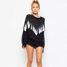 Black White Tassel Knitted Jumper Pullovers Women Wave Fringed kleding mujer pull femme Sweaters Knitwear