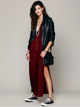 Bohemia Knitted Cotton Extra Long Dress Shirt Women Buttons Short sleeve Side Slit Mid long Dresses Casual Tops 3 color
