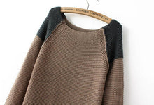 Contrast color Shoulder Horizontal Striped Line Sweater Women Jumper Pullovers kleding jerseis mujer pull femme Knitwear