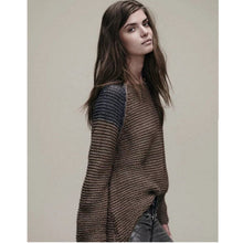 Contrast color Shoulder Horizontal Striped Line Sweater Women Jumper Pullovers kleding jerseis mujer pull femme Knitwear