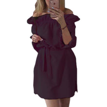 Cute Ruffles Slash Neck Bow Belt Pin Up Dress Women Neon Green Dress Puff Sleeve Short Dress Women Dress LX125-1