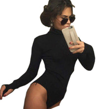 Elegant Bodycon Bodysuits Women Style High Neck Long Sleeve Women Tops Playsuit Plus Size Slim Overalls GV384