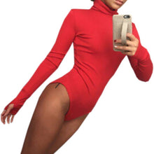 Elegant Bodycon Bodysuits Women Style High Neck Long Sleeve Women Tops Playsuit Plus Size Slim Overalls GV384
