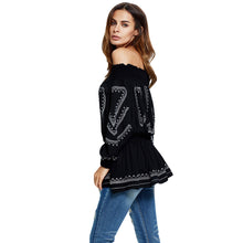 elegant-women-off-shoulder-blouses-top-embroidery-elastic-waist-pleated-slash-neck-long-sexy-top-black-blusas-de-renda BBL