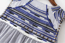 Ethnic Embroidery Beading Tassel Striped Shirt Women Strappy V neck Sleeveless Cardigan Blouse Tops blusas femme