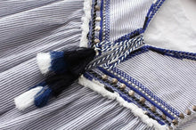 Ethnic Embroidery Beading Tassel Striped Shirt Women Strappy V neck Sleeveless Cardigan Blouse Tops blusas femme