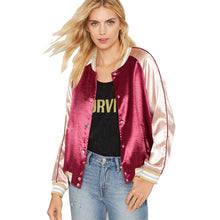 European Satin Bomber Jacket O Neck Long Sleeve Button Up Women Basic Coats BF Patchwork Baseball Jackets Women
