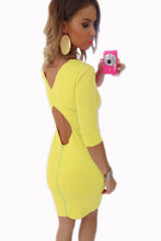 Europen Style Half Sleeve Solid Hollow Out Backless Bodycon Mini Dress Package Hip Slim Evening Party Dresses LX228