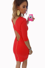 Europen Style Half Sleeve Solid Hollow Out Backless Bodycon Mini Dress Package Hip Slim Evening Party Dresses LX228