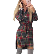 Explosions Asymmetrical Vintage Dresses Fall Women Plaid Print Dress Casual Shirt Dress Mini Vestidos GV426