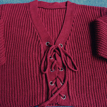 Fall Lace Up Knitwear Sweater Crop Top Loose Long Sleeve Pull Femme Knitted Pullovers Women Vintage Cropped Sweater