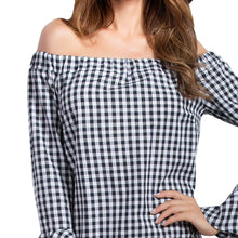 fall-fashion-women-off-the-shoulder-dress-plaid-pattern-slash-neck-irregular-flare-sleeves-mini-dress-black-tunique-femme BBL