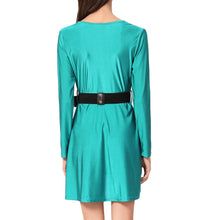 fall-fashion-women-v-neck-dress-cross-high-low-hem-vestidos-tassel-fringe-belted-dress-stretchy-mini-a-line-dress-turquoise BBL