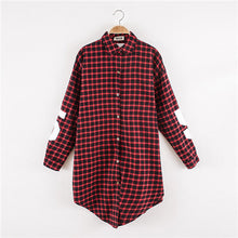 Fall Plaid Shirt Coat Women Red Black Letter Number Print Long Blouses And Shirts Women Coat Turn Down Collar Plaid Blouses