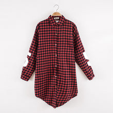 Fall Plaid Shirt Coat Women Red Black Letter Number Print Long Blouses And Shirts Women Coat Turn Down Collar Plaid Blouses