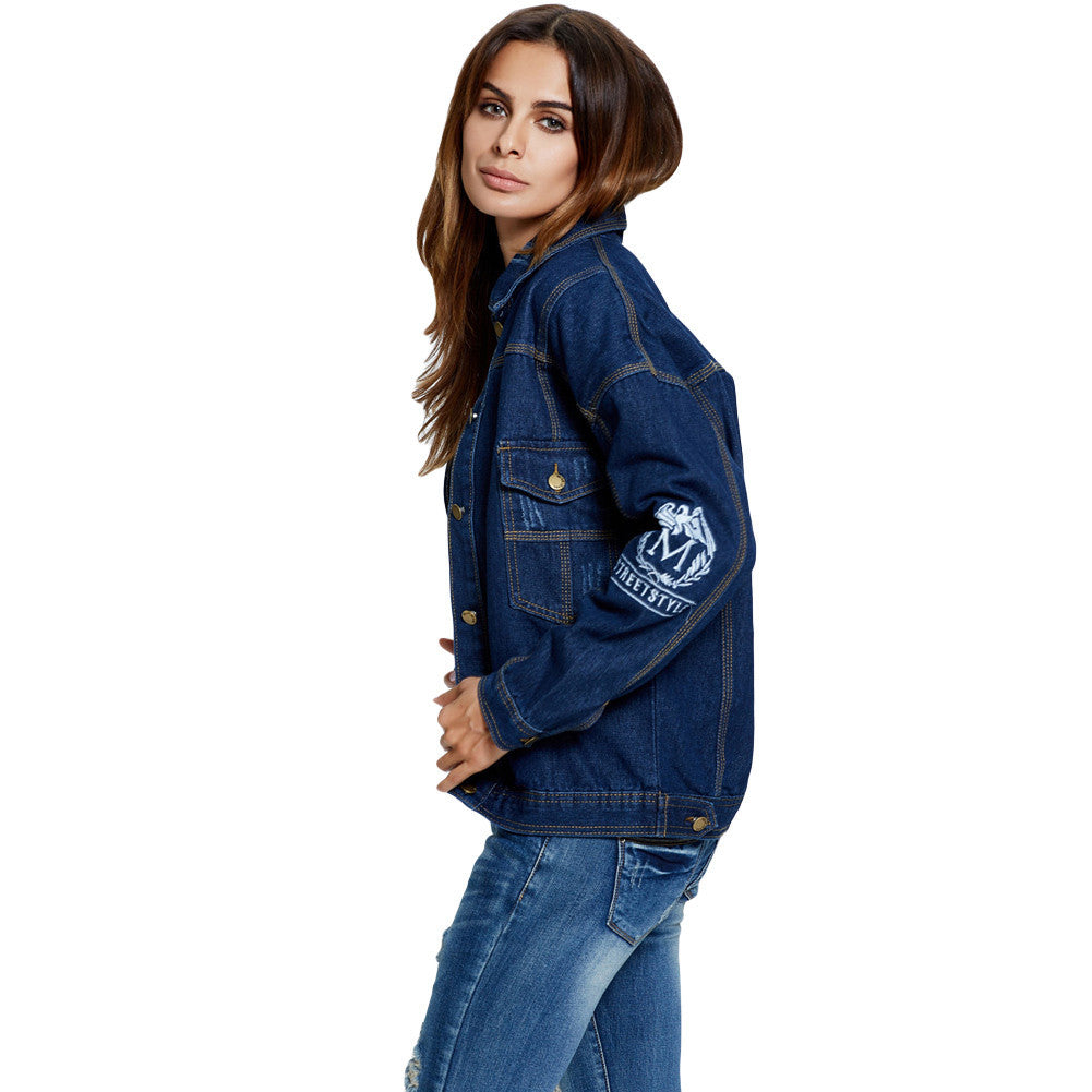 fall-women-denim-jacket-single-breasted-printed-long-sleeve-pocket-button-jeans-coat-outerwear-dark-blue-ladies-basic-coats BBL
