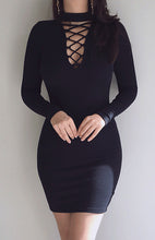 Knitted Bodycon Dress Long Sleeve Lace Up Bandage Sexy Plugging Sweater Dress Party Vestidos GV373