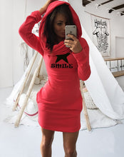 Letter Printed Sweatshirt Women Hoodies Dress Long Sleeve Casual Pullover Hooded Dress GV265