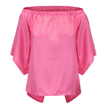 Back Open Off Shoulder Women Blouses And Shirts Sexy Slash Neck Chiffon Blouse Irregular Shirts Women Solid Color