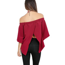 Back Open Off Shoulder Women Blouses And Shirts Sexy Slash Neck Chiffon Blouse Irregular Shirts Women Solid Color