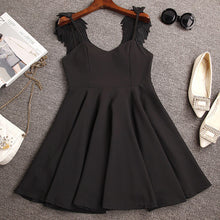 Black White Party Dress Lace Angel Wings Backless Women Dress Sexy Deep V Little Black Dress A-line Mini Dresses