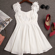 Black White Party Dress Lace Angel Wings Backless Women Dress Sexy Deep V Little Black Dress A-line Mini Dresses