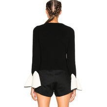 Flare Sleeve Women Sweaters And Pullovers Patchwork Knitted Pull Femme O Neck Pullover Women Jumper