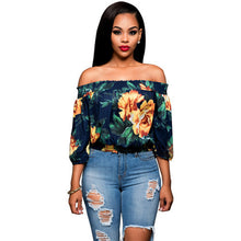 Floral Printed Crop Top Women Tops Sexy Off Shoulder Blouses And Shirts Beach Slash Neck Flower Tops Cropped