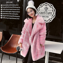 Long Hairy Shaggy Long Faux Fur Coat Women Lapel Faux Mink Fur Long Coats Warm Outerwear 3 colors