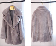 Long Hairy Shaggy Long Faux Fur Coat Women Lapel Faux Mink Fur Long Coats Warm Outerwear 3 colors