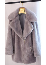 Long Hairy Shaggy Long Faux Fur Coat Women Lapel Faux Mink Fur Long Coats Warm Outerwear 3 colors