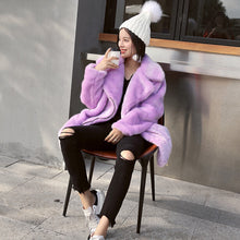 Long Hairy Shaggy Long Faux Fur Coat Women Lapel Faux Mink Fur Long Coats Warm Outerwear 3 colors