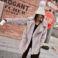 Long Hairy Shaggy Long Faux Fur Coat Women Lapel Faux Mink Fur Long Coats Warm Outerwear 3 colors