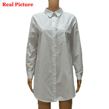 Long Sleeve Turn Down Collar Women Shirts Black White Sexy Loose Long Shirt Blue Striped Blouse With Pockets