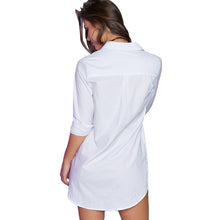 Long Sleeve Turn Down Collar Women Shirts Black White Sexy Loose Long Shirt Blue Striped Blouse With Pockets