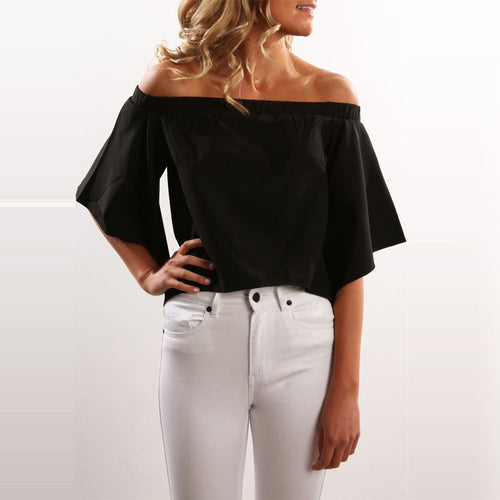 Slash Shoulder Irregular Top Women Chiffon Blouses Candy Color Plus Size Sexy Casual Flare Sleeve Woman Shirt GV238