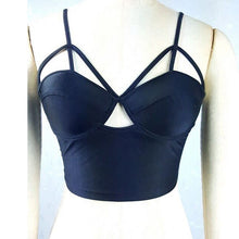 Strappy Bandage Crop Top Womens Sexy Bustier Crop Top Black Chest Hollow Outwear Bra For Women Cropped Tops Femme