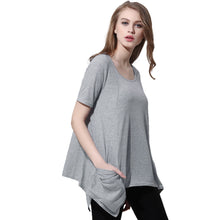 tshirt-women-knitting-overtop-o-neck-short-sleeves-pockets-asymmetric-hem-casual-pullover-women-tops-grey BBL
