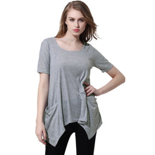 tshirt-women-knitting-overtop-o-neck-short-sleeves-pockets-asymmetric-hem-casual-pullover-women-tops-grey BBL