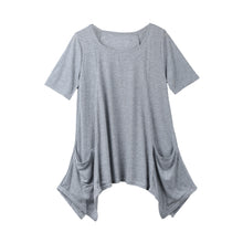 tshirt-women-knitting-overtop-o-neck-short-sleeves-pockets-asymmetric-hem-casual-pullover-women-tops-grey BBL