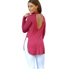 Tops Sexy Side Split Women Blouses Long Sleeve Back Open Blusas Femininos Sexy Blouse Shirts Fake 2 Piece Women Top