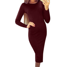 fashion-women-bodycon-dress-round-neck-long-sleeve-casual-sheath-slim-mid-calf-dress-grey-light-grey-burgundy-dress BBL
