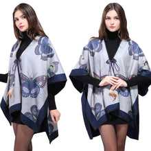 women-cape-butterfly-print-feather-lace-up-split-poncho-warm-shawl-pashmina-outerwear-bufanda-manta BBL