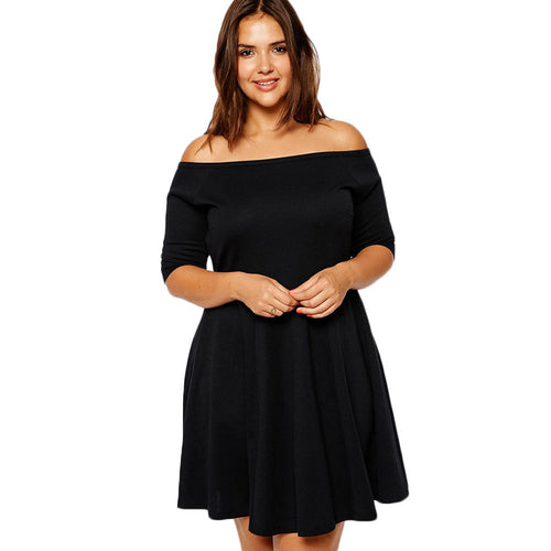 women-casual-dress-slash-neck-half-sleeve-loose-dress-strapless-black-mini-party-dress-vestidos-plus-size-xxl-xxxl BBL